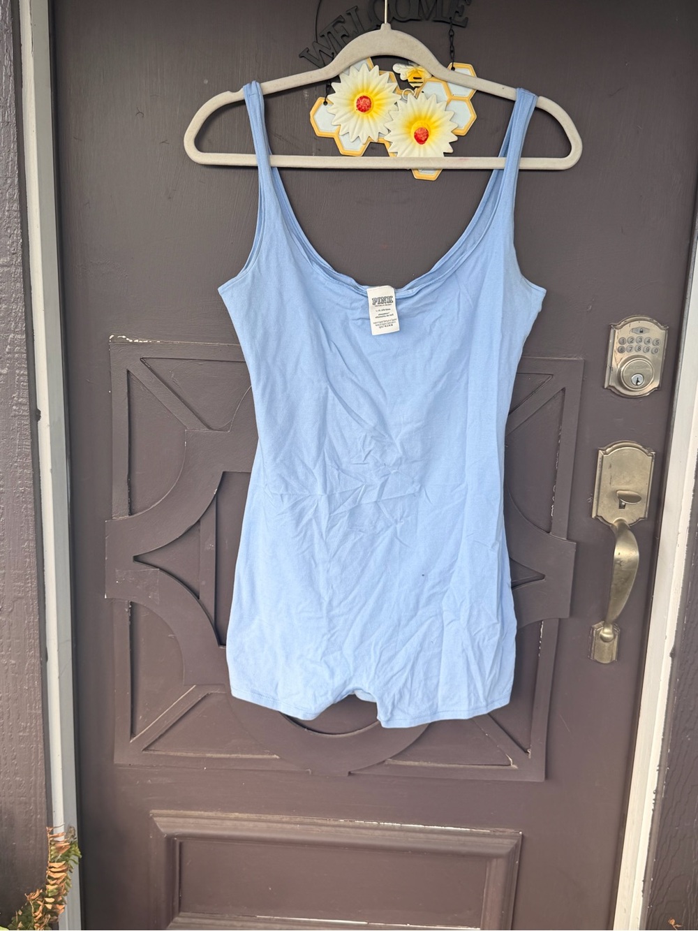 PINK Victoria's Secret Light Blue Tank Bodysuit